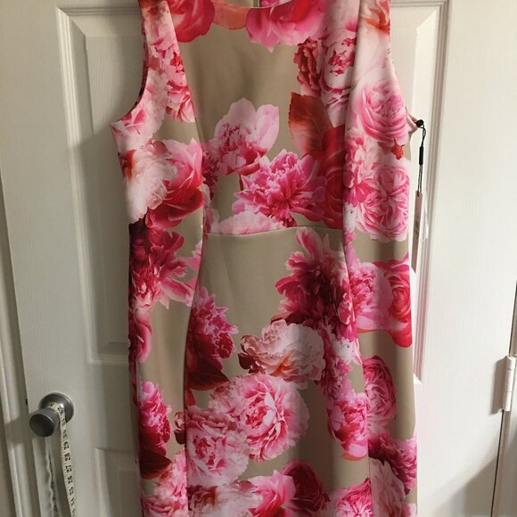 Calvin Klein Scuba Floral Knee Length Dress - Large 40 bust DB1 Brand New - Picture 2 of 11